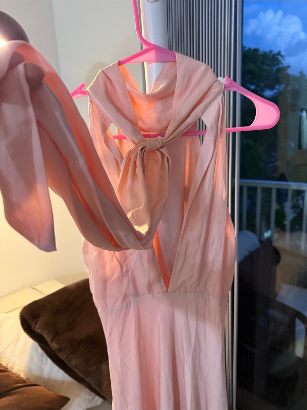 Hello Molly Halter Blush Midi Silky Dress peach color - Picture 8 of 8